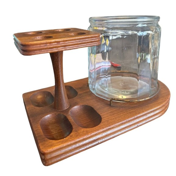 Accents | Vintage Decatur Industries Wooden Pipe Rack With Aztec Glass ...